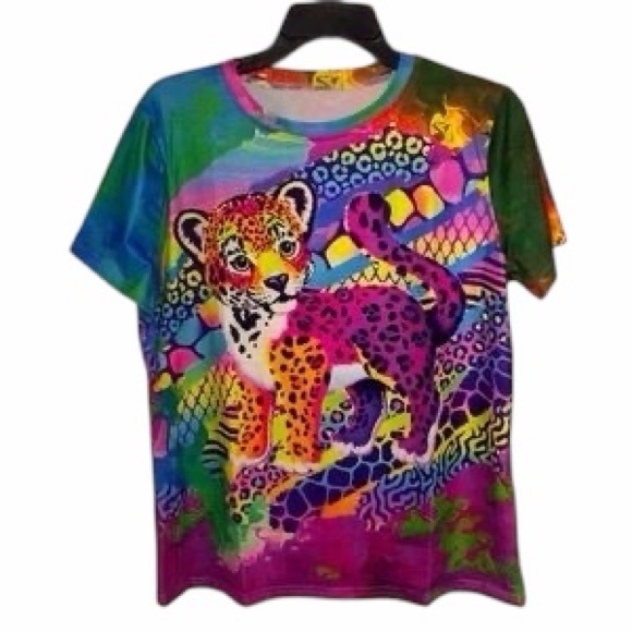 Lisa Frank Rainbow Leopard Graphic Tee Kidcore Y2K 90s Nostalgia Dopamine Large - Picture 5 of 5